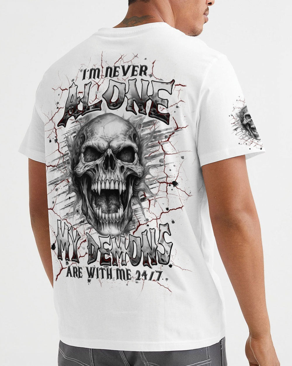 BLISSCORNERS I'M NEVER ALONE SKULL DEMON ALL OVER PRINT