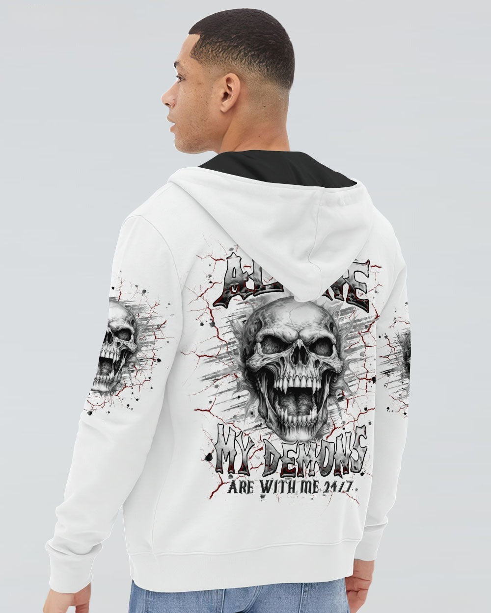 BLISSCORNERS I'M NEVER ALONE SKULL DEMON ALL OVER PRINT