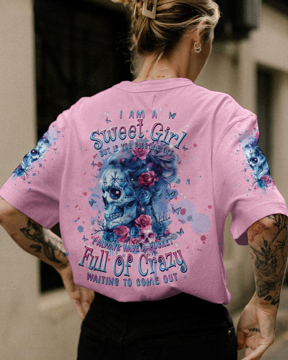 BLISSCORNERS F-BOMB MOM MESSY BUN SKULL ALL OVER PRINT