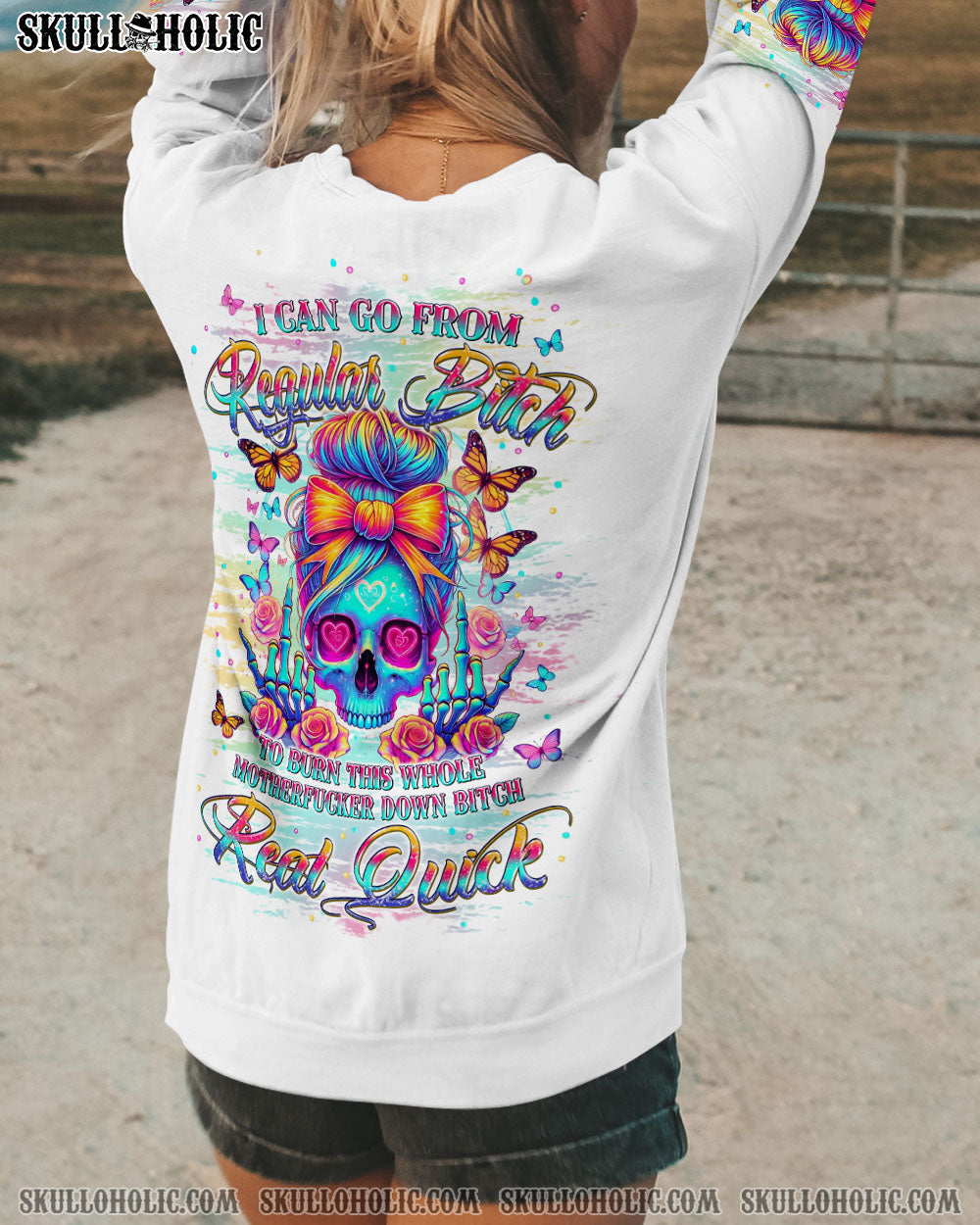 BLISSCORNERS I HAVE THE DEVIL IN MY BLOOD MESSY BUN ALL OVER PRINT