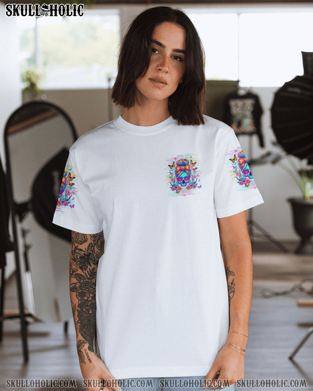 BLISSCORNERS I HAVE THE DEVIL IN MY BLOOD MESSY BUN ALL OVER PRINT