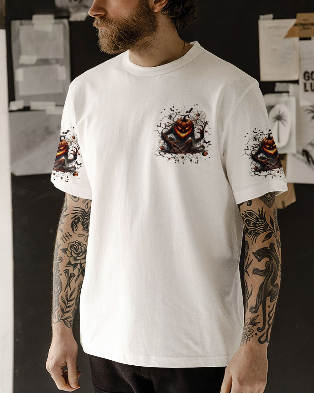 BLISSCORNERS YOU MY FRIEND SHOULD HAVE BEEN SWALLOWED SKULL PUMPKIN HALLOWEEN ALL OVER PRINT