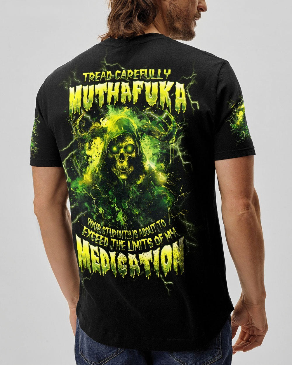 BLISSCORNERS TREAD CAREFULLY MUTHAFUKA SKULL REAPER DEMON ALL OVER PRINT