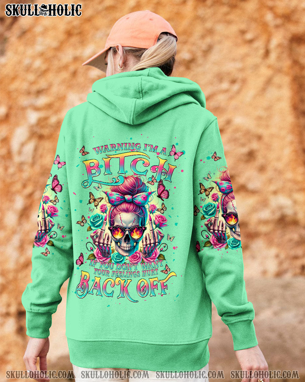 BLISSCORNERS I AM THE STORM ROSE SKULL MESSY BUN ALL OVER PRINT