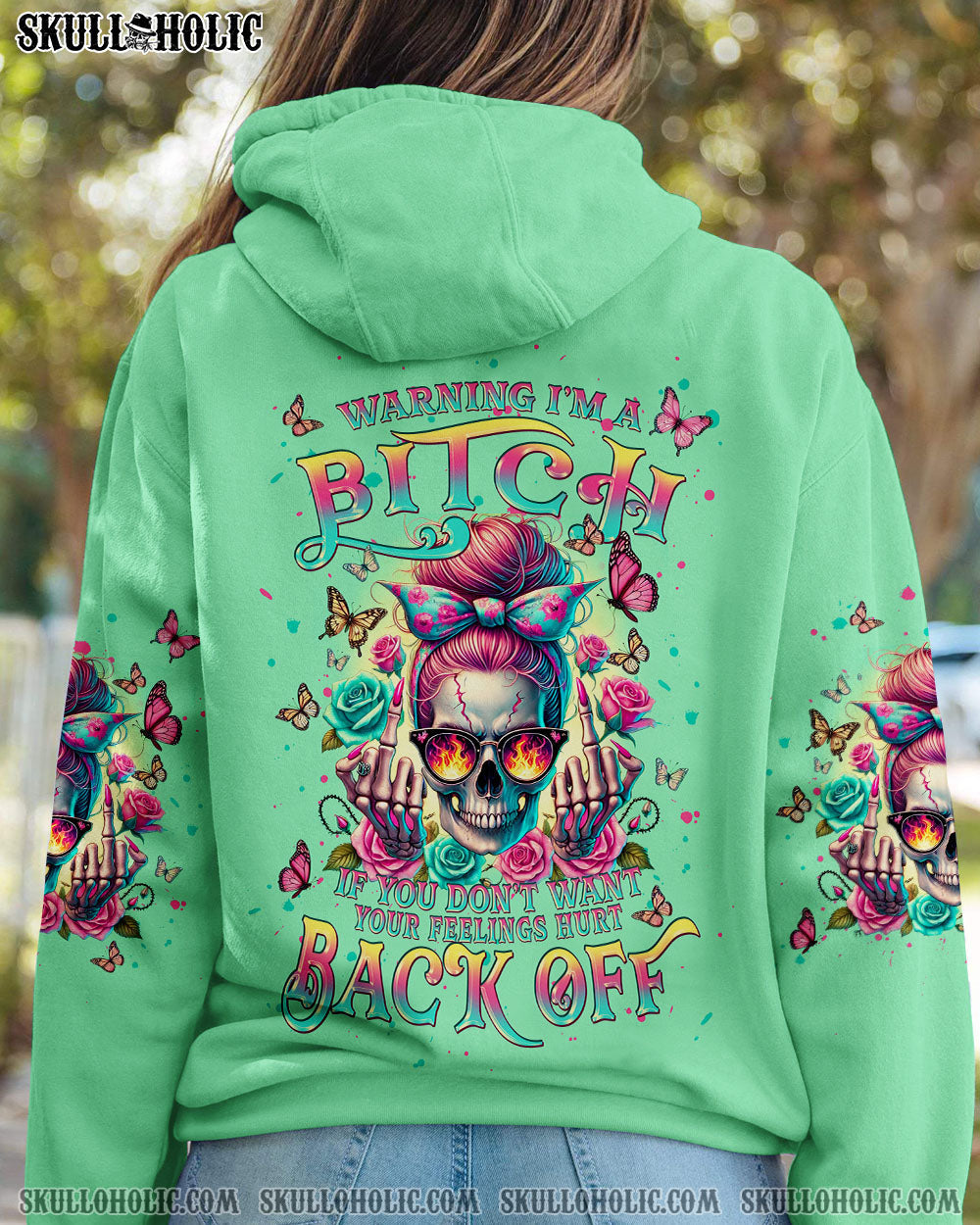 BLISSCORNERS I AM THE STORM ROSE SKULL MESSY BUN ALL OVER PRINT