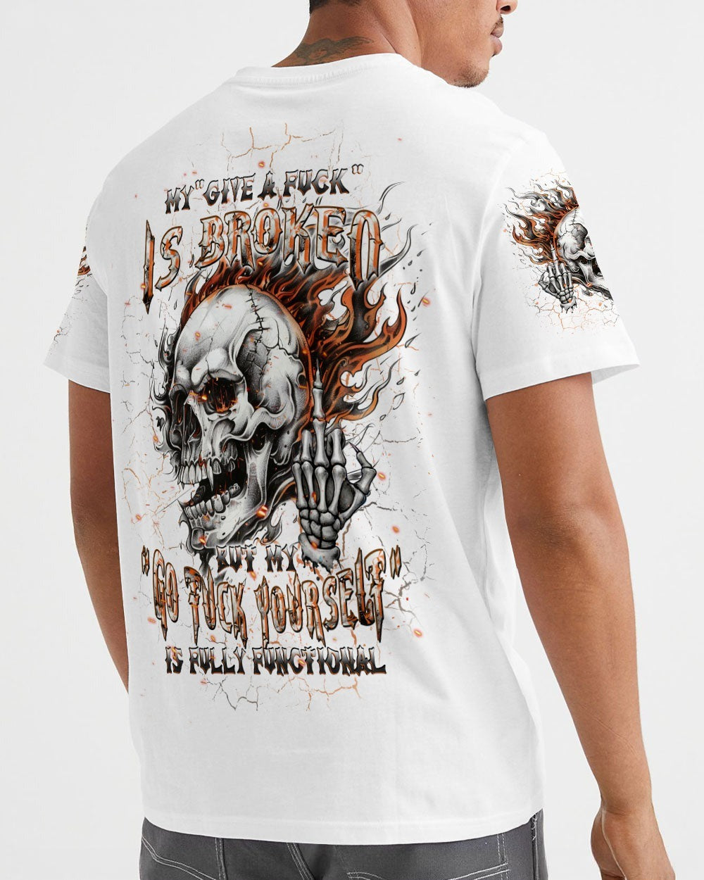 BLISSCORNERS MY GIVE A F IS BROKEN FIRE SKULL ALL OVER PRINT