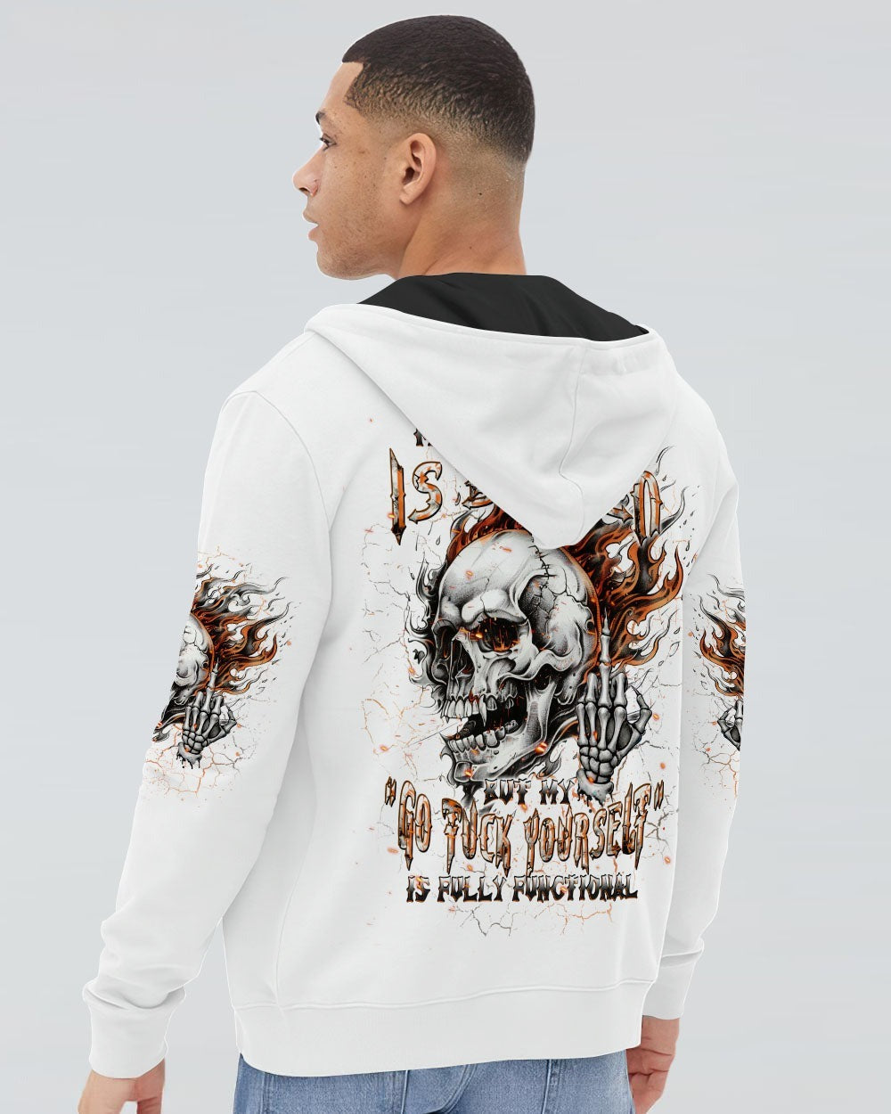 BLISSCORNERS MY GIVE A F IS BROKEN FIRE SKULL ALL OVER PRINT