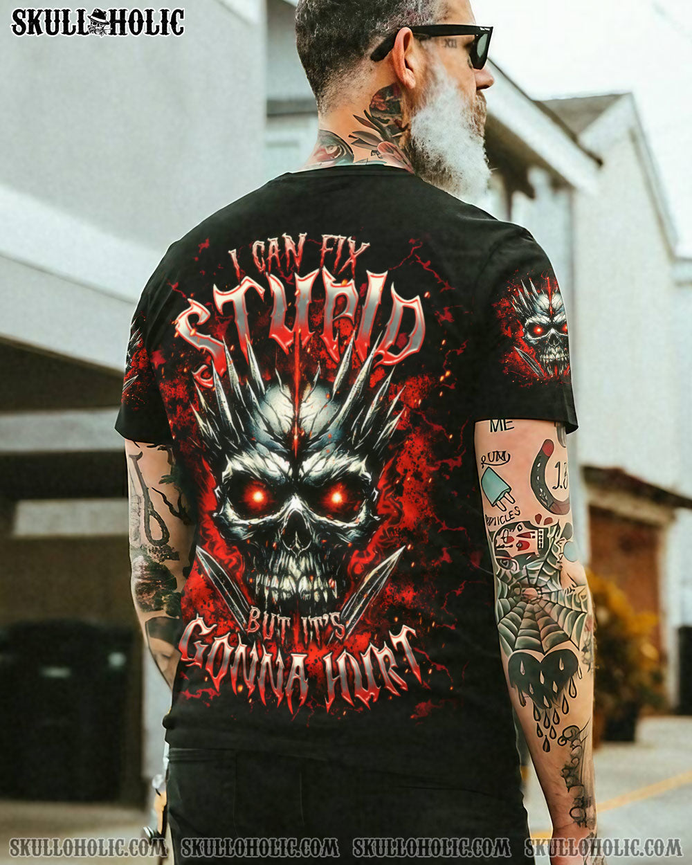 BLISSCORNERS I CAN FIX STUPID BUT IT'S GONNA HURT SKULL ALL OVER PRINT