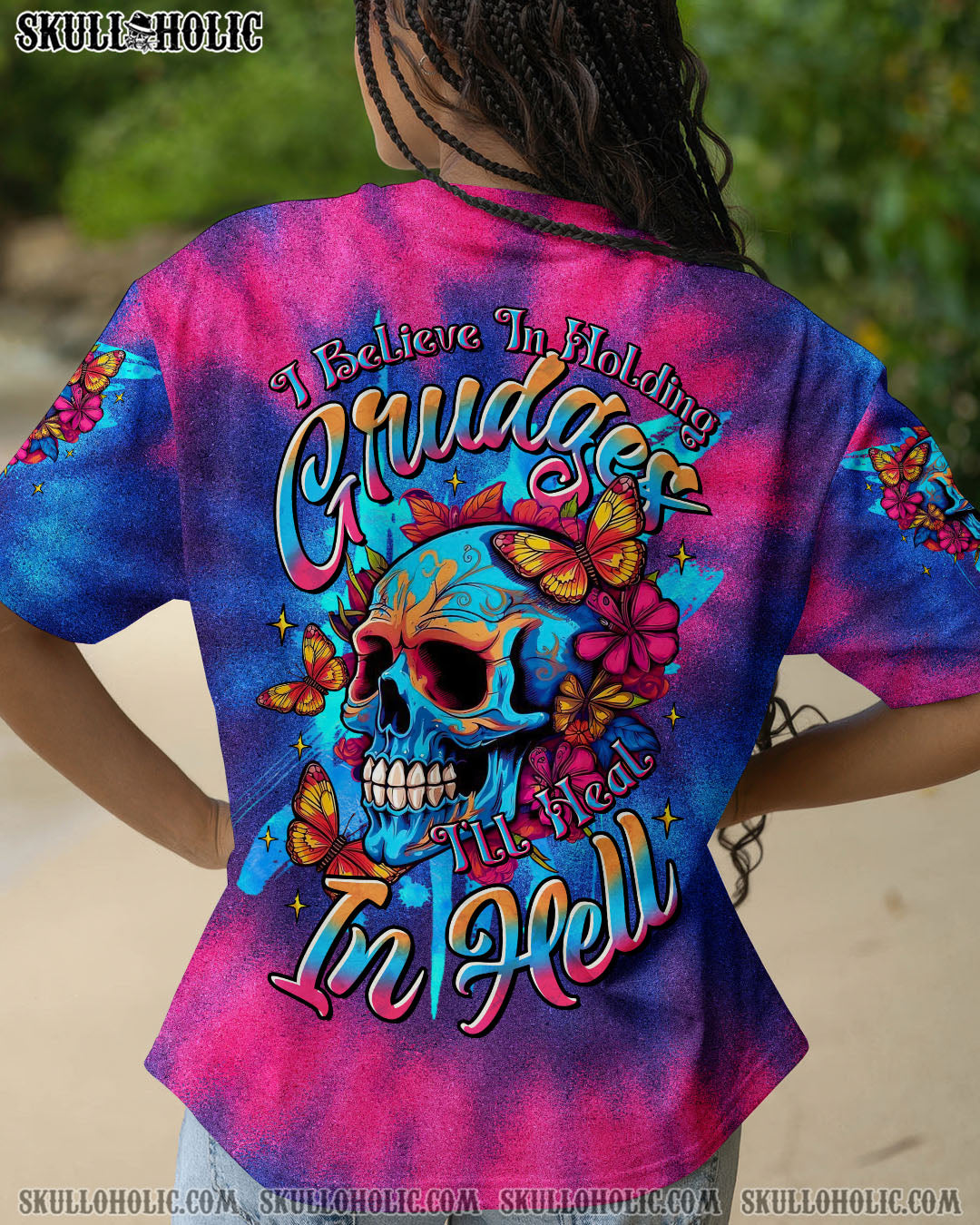 BLISSCORNERS I'LL HEAL IN HELL SKULL FLOWER TIE DYE ALL OVER PRINT
