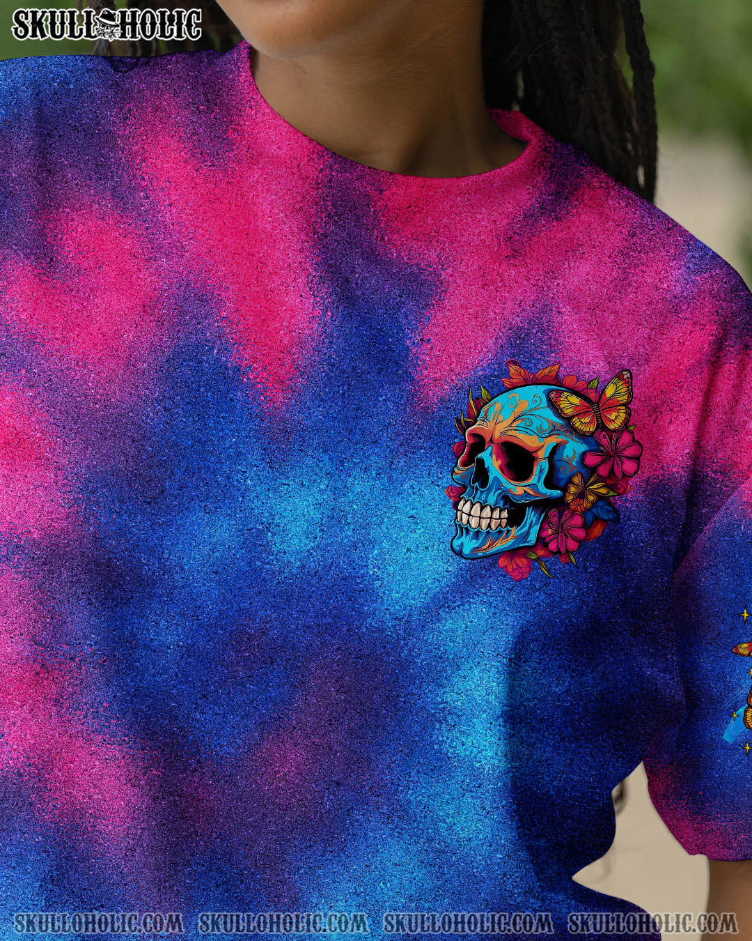 BLISSCORNERS I'LL HEAL IN HELL SKULL FLOWER TIE DYE ALL OVER PRINT