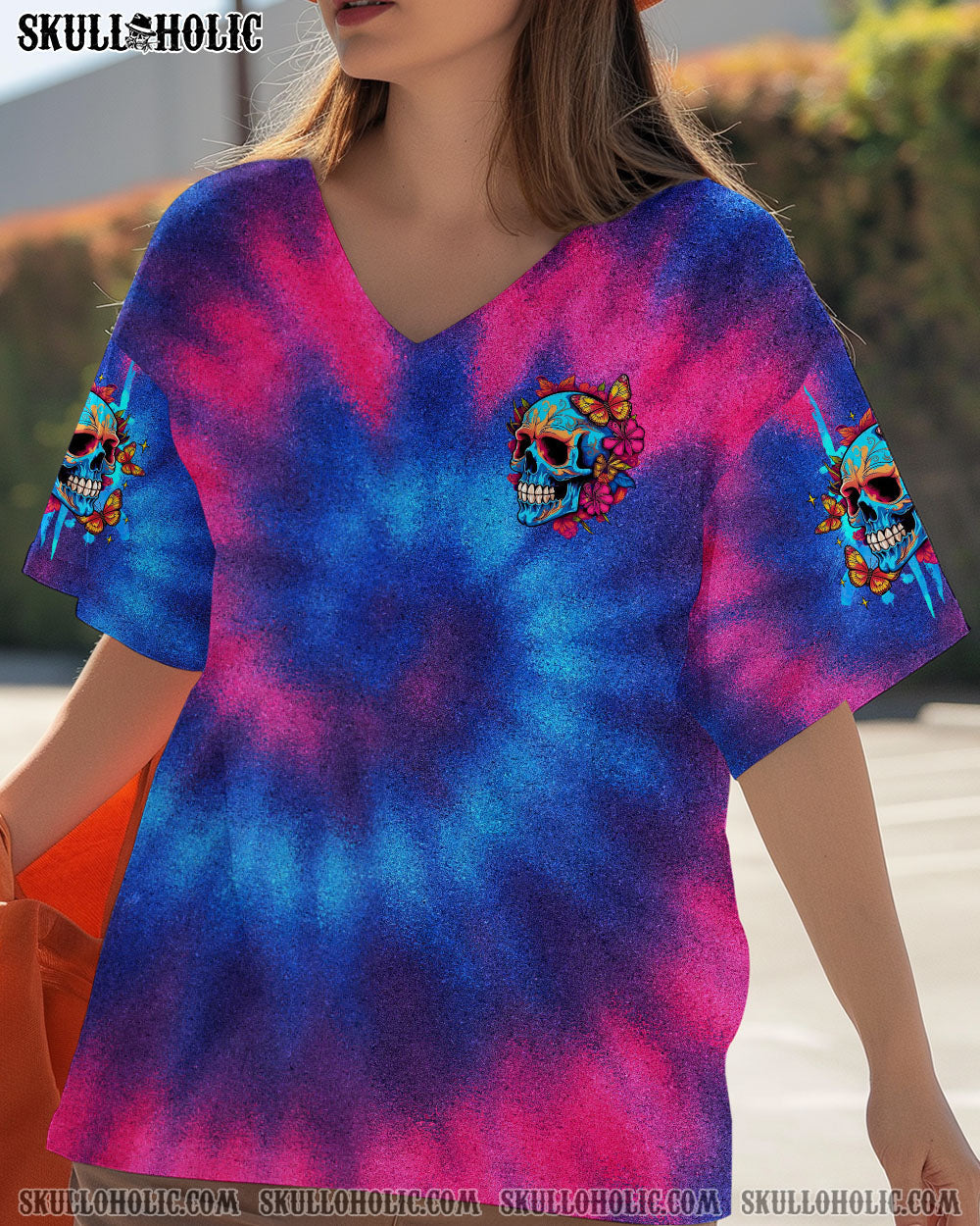 BLISSCORNERS I'LL HEAL IN HELL SKULL FLOWER TIE DYE ALL OVER PRINT