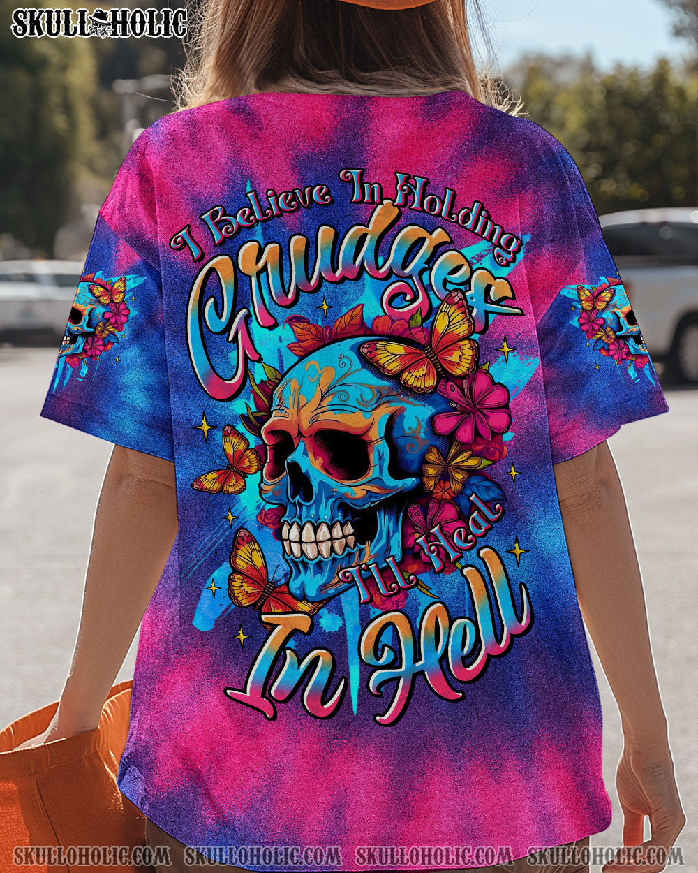 BLISSCORNERS I'LL HEAL IN HELL SKULL FLOWER TIE DYE ALL OVER PRINT