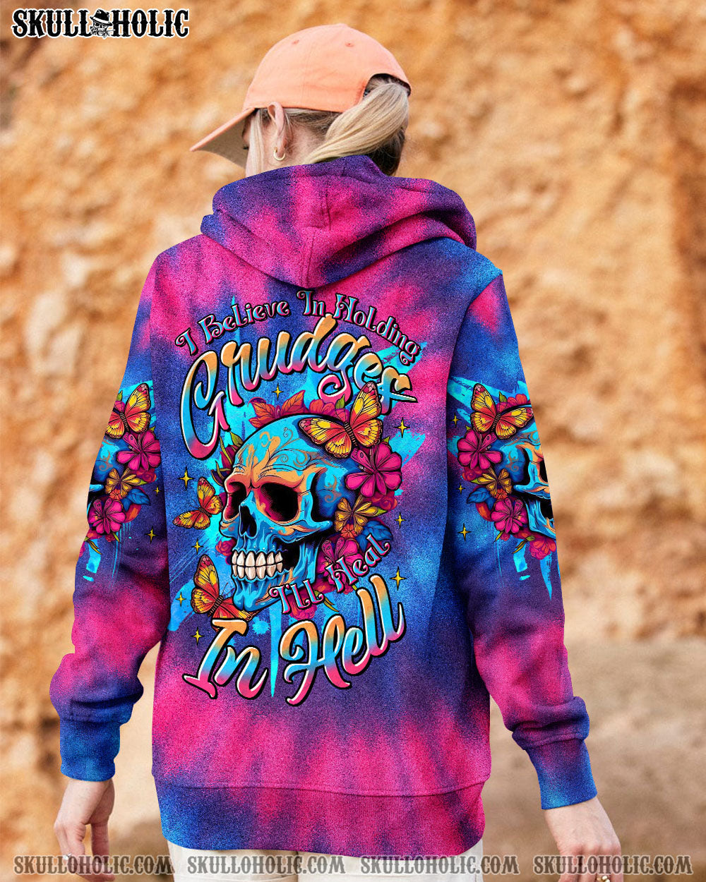 BLISSCORNERS I'LL HEAL IN HELL SKULL FLOWER TIE DYE ALL OVER PRINT