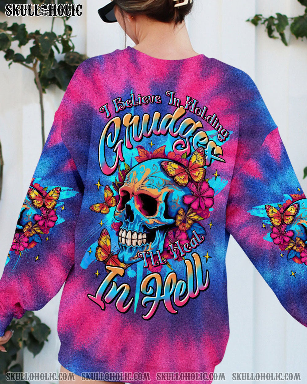 BLISSCORNERS I'LL HEAL IN HELL SKULL FLOWER TIE DYE ALL OVER PRINT