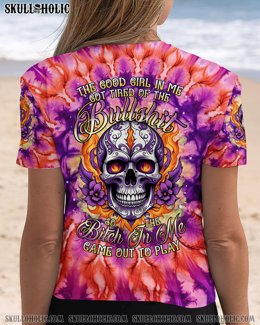 BLISSCORNERS THE GOOD GIRL IN ME SKULL TIE DYE ALL OVER PRINT