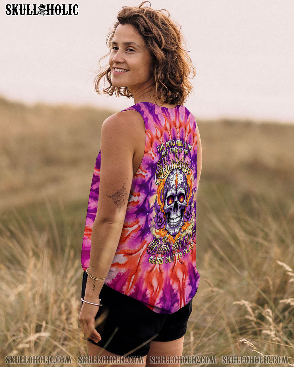 BLISSCORNERS THE GOOD GIRL IN ME SKULL TIE DYE ALL OVER PRINT