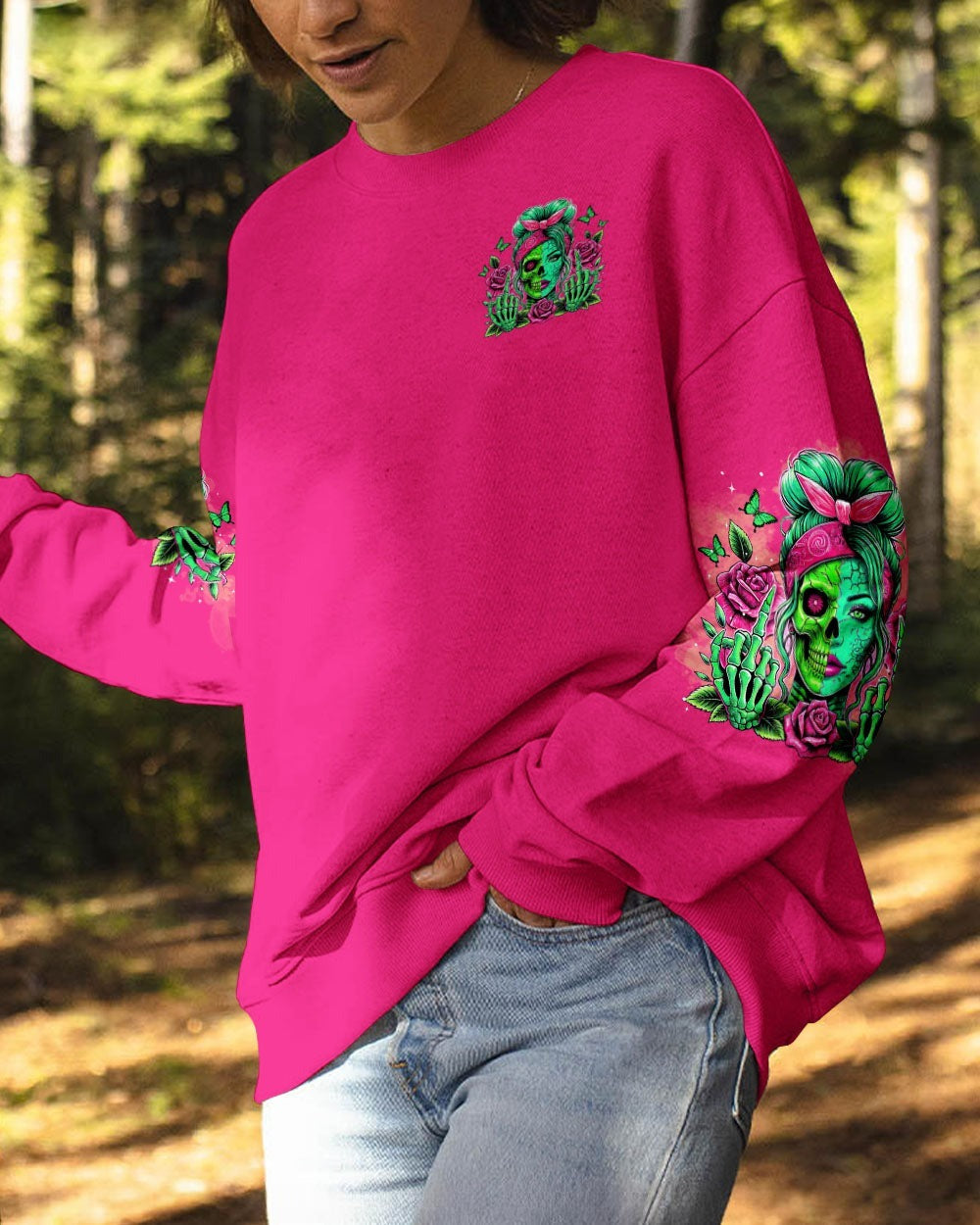 BLISSCORNERS THE GOOD GIRL IN ME GOT TIRED SKULL MESSY BUN TIE DYE ALL OVER PRINT