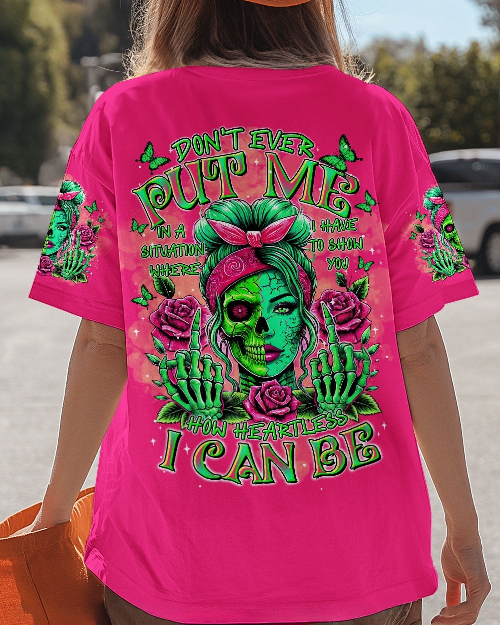 BLISSCORNERS THE GOOD GIRL IN ME GOT TIRED SKULL MESSY BUN TIE DYE ALL OVER PRINT