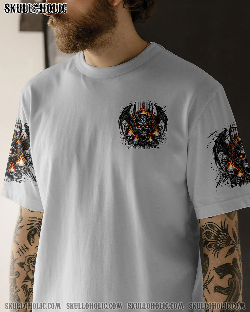 BLISSCORNERS ONE DAY I'M GONNA JUST SAY DEMON SKULL WINGS ALL OVER PRINT