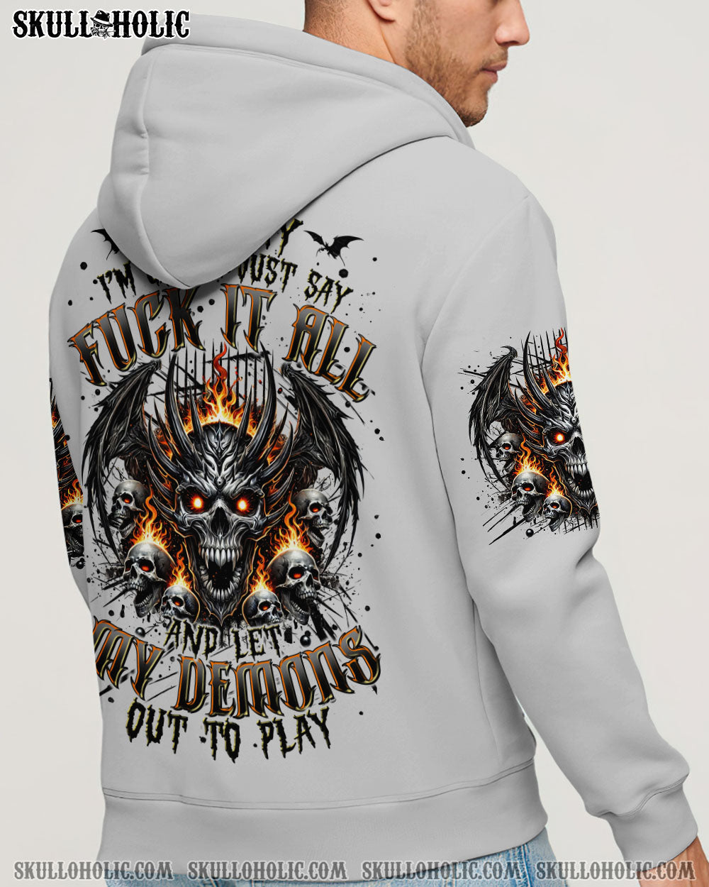 BLISSCORNERS ONE DAY I'M GONNA JUST SAY DEMON SKULL WINGS ALL OVER PRINT