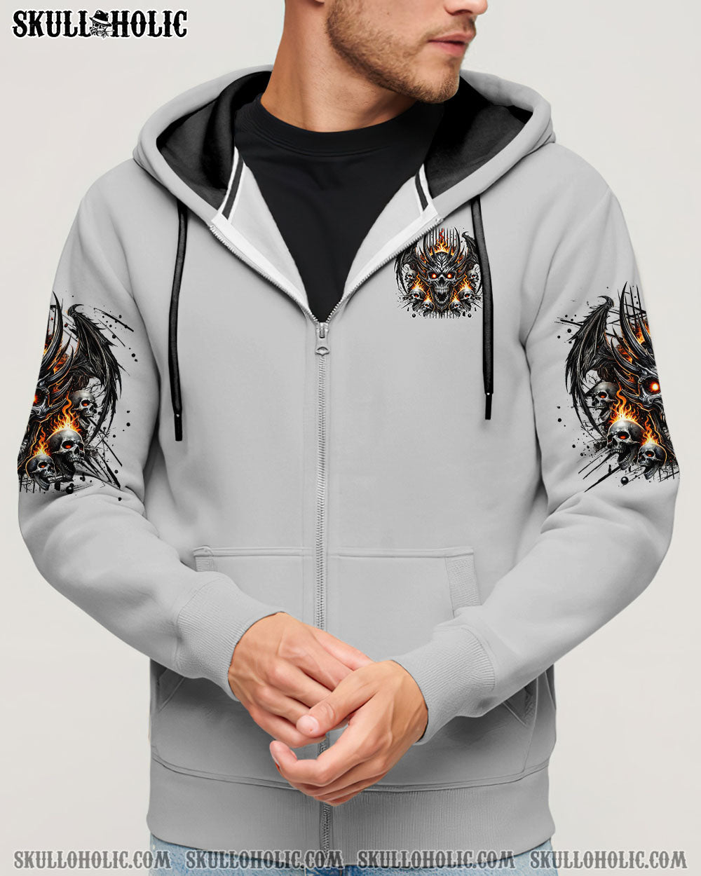 BLISSCORNERS ONE DAY I'M GONNA JUST SAY DEMON SKULL WINGS ALL OVER PRINT