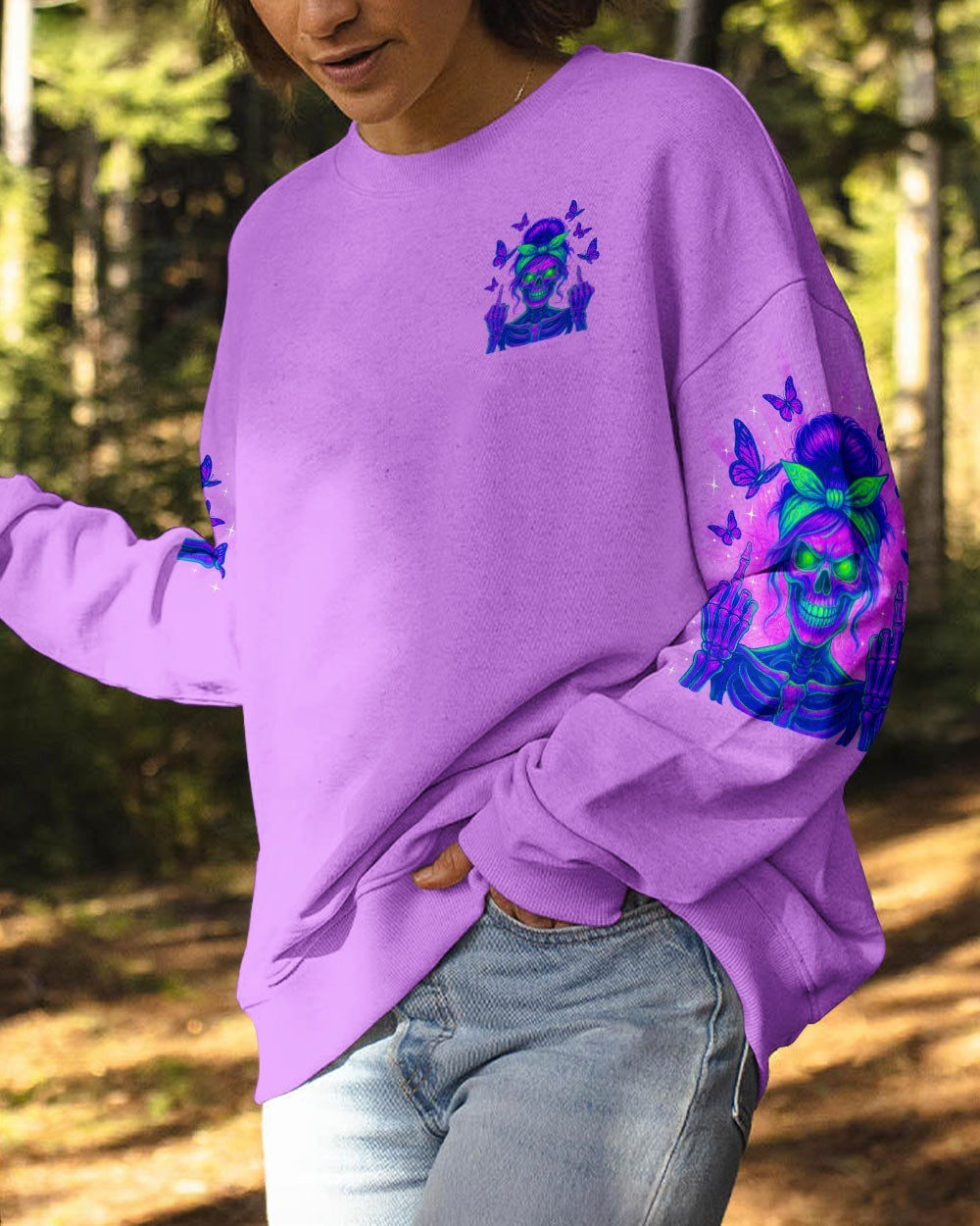 BLISSCORNERS I DON'T NEED YOUR ATTITUDE SKULL MESSY BUN ALL OVER PRINT