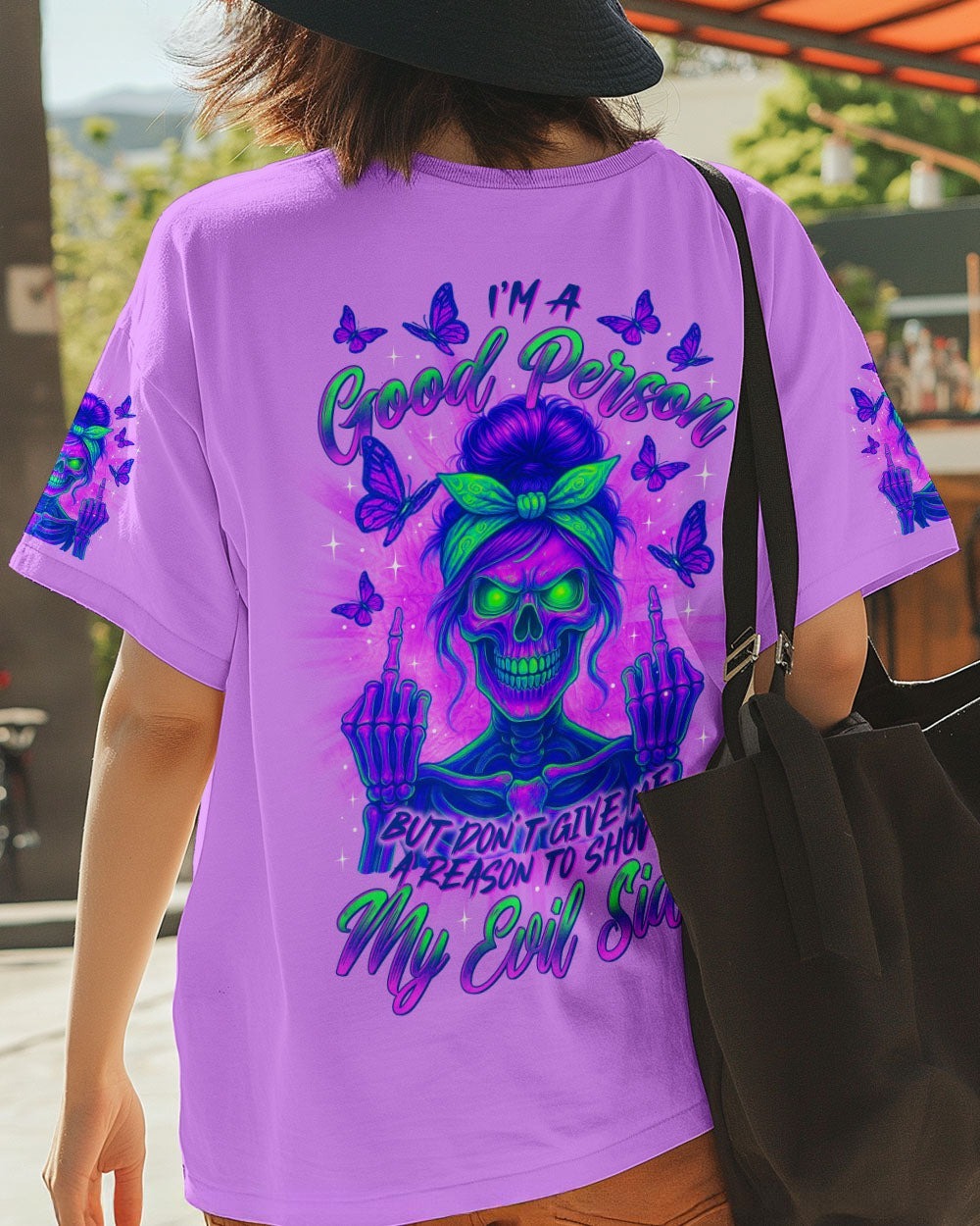 BLISSCORNERS I DON'T NEED YOUR ATTITUDE SKULL MESSY BUN ALL OVER PRINT
