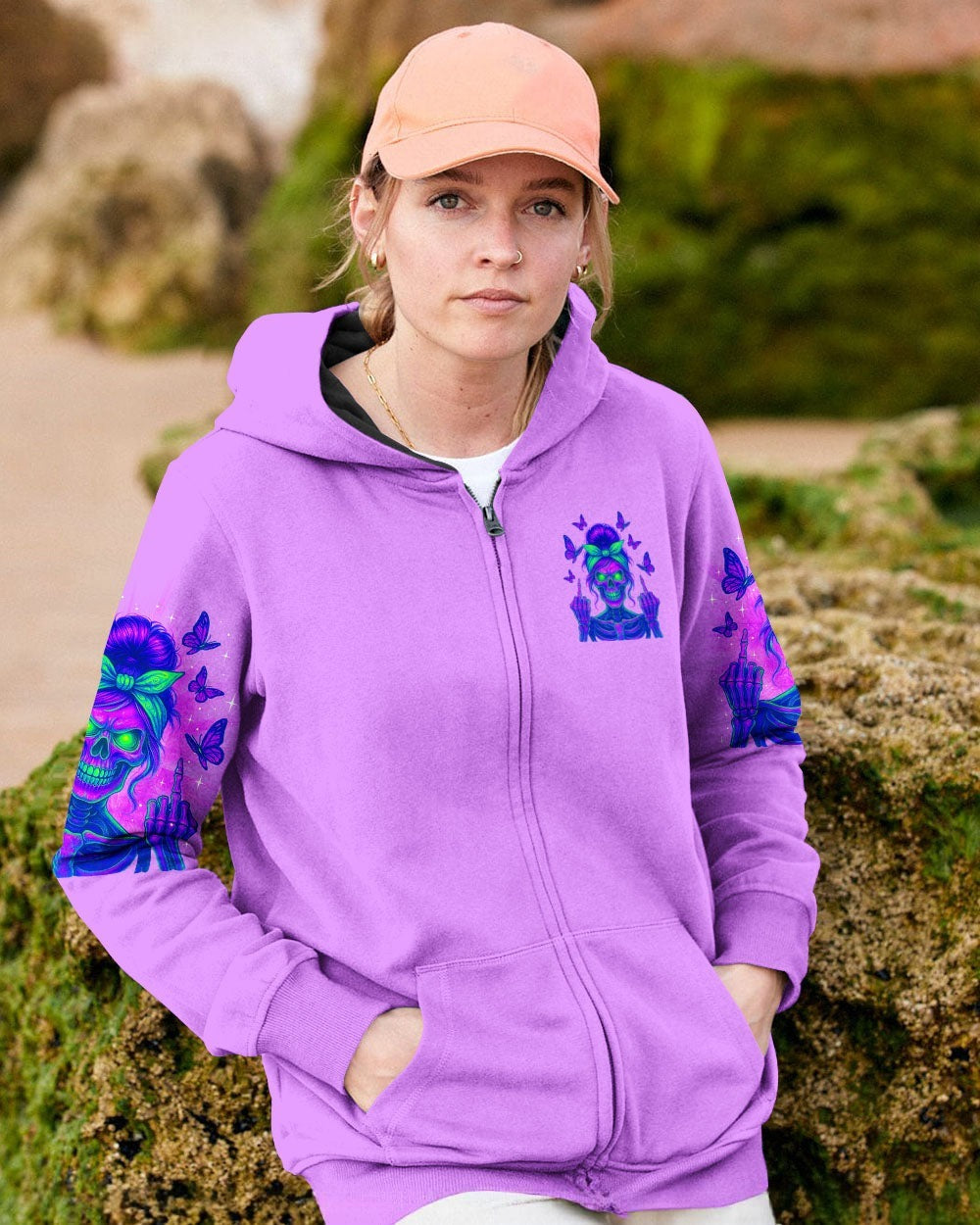 BLISSCORNERS I DON'T NEED YOUR ATTITUDE SKULL MESSY BUN ALL OVER PRINT