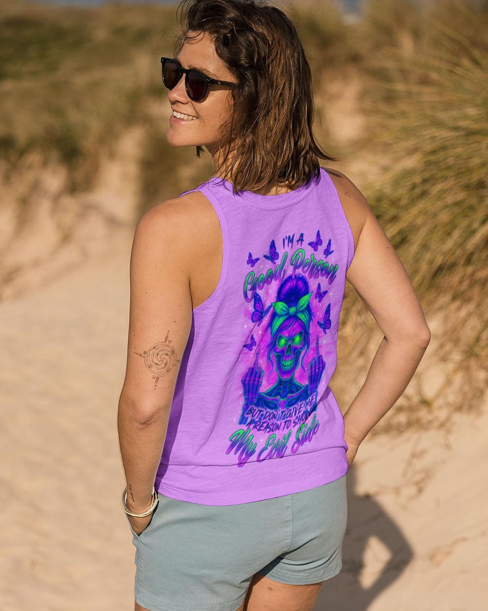 BLISSCORNERS I DON'T NEED YOUR ATTITUDE SKULL MESSY BUN ALL OVER PRINT