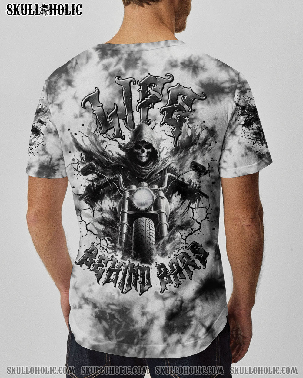 BLISSCORNERS LIFE BEHIND BARS BIKER SKULL ALL OVER PRINT