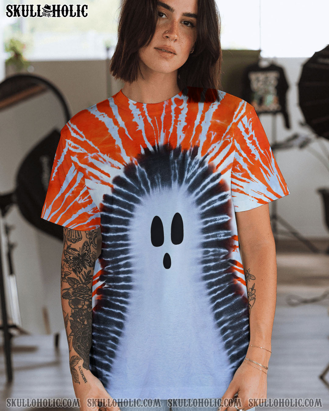 BLISSCORNERS GHOST SKULL TIE DYE HAND DYED ALL OVER PRINT