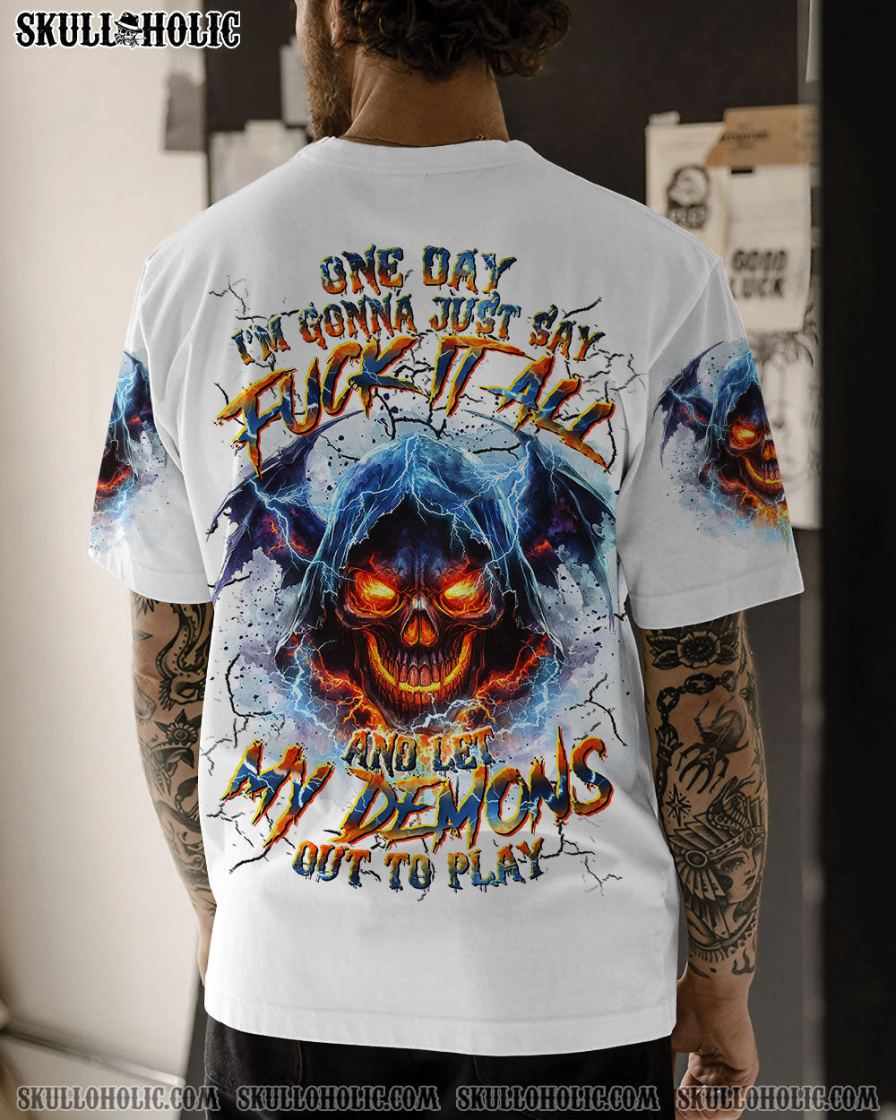 BLISSCORNERS ONE DAY I'M GONNA JUST SAY SKULL ALL OVER PRINT