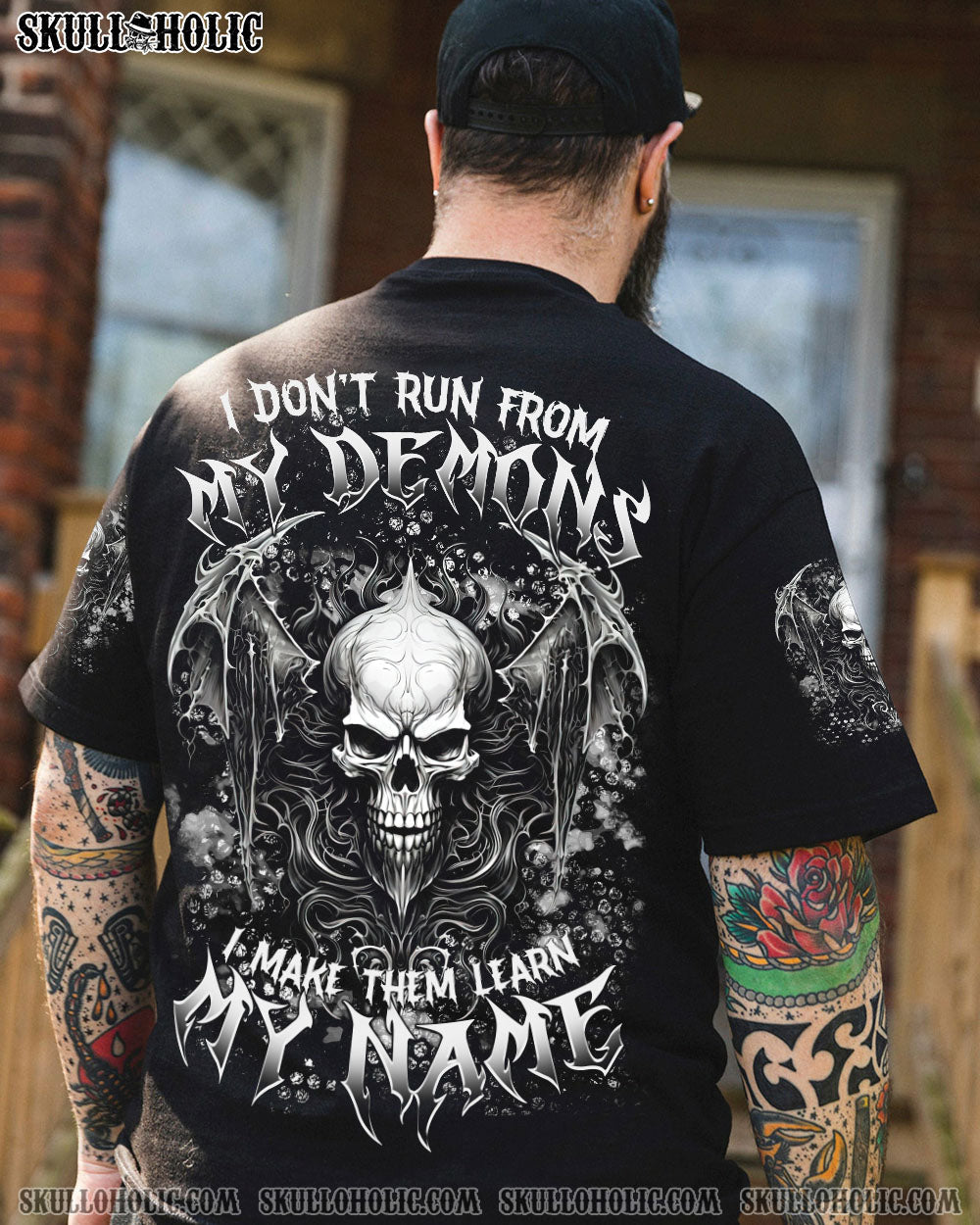 BLISSCORNERS I DON'T RUN FROM MY DEMONS SKULL ALL OVER PRINT