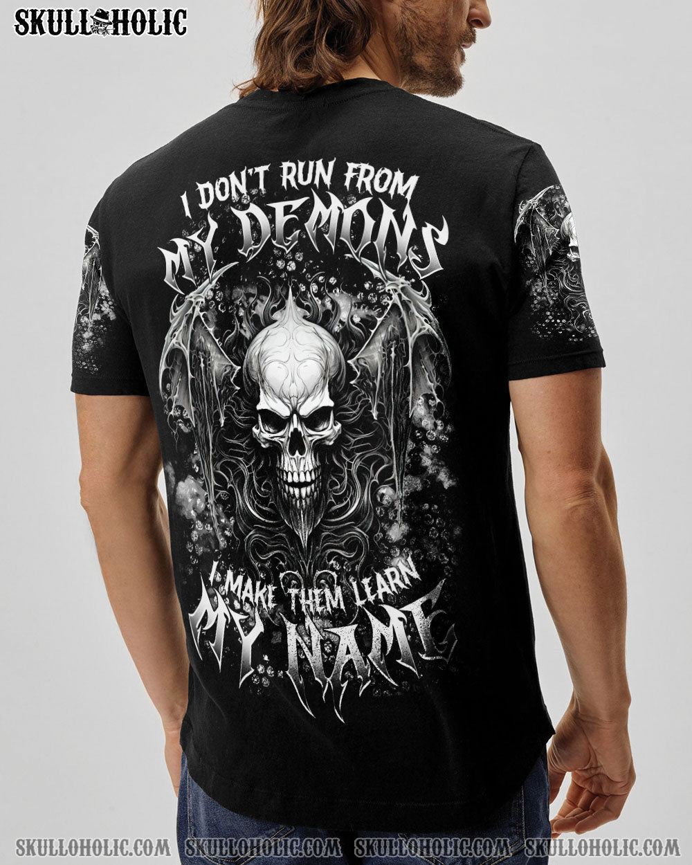 BLISSCORNERS I DON'T RUN FROM MY DEMONS SKULL ALL OVER PRINT