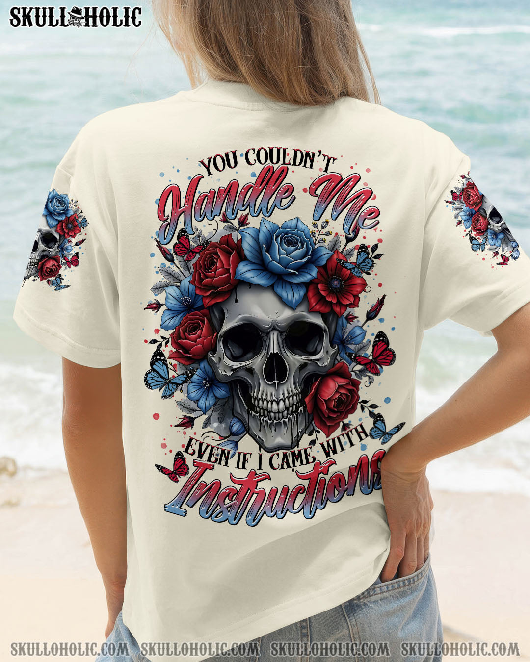 BLISSCORNERS YOU COULDN'T HANDLE ME SKULL ROSE ALL OVER PRINT