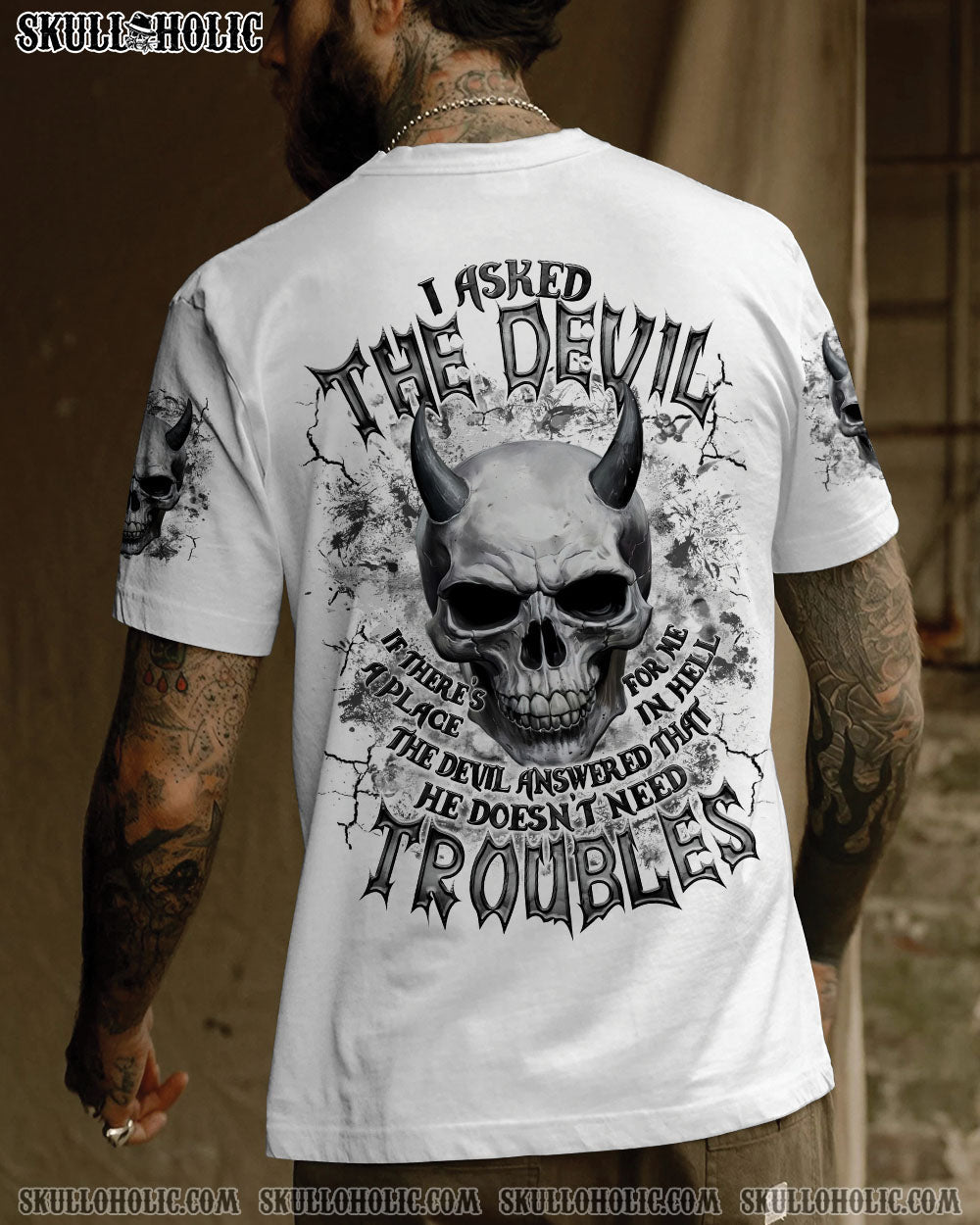 BLISSCORNERS I ASKED THE DEVIL SKULL DEMON ALL OVER PRINT