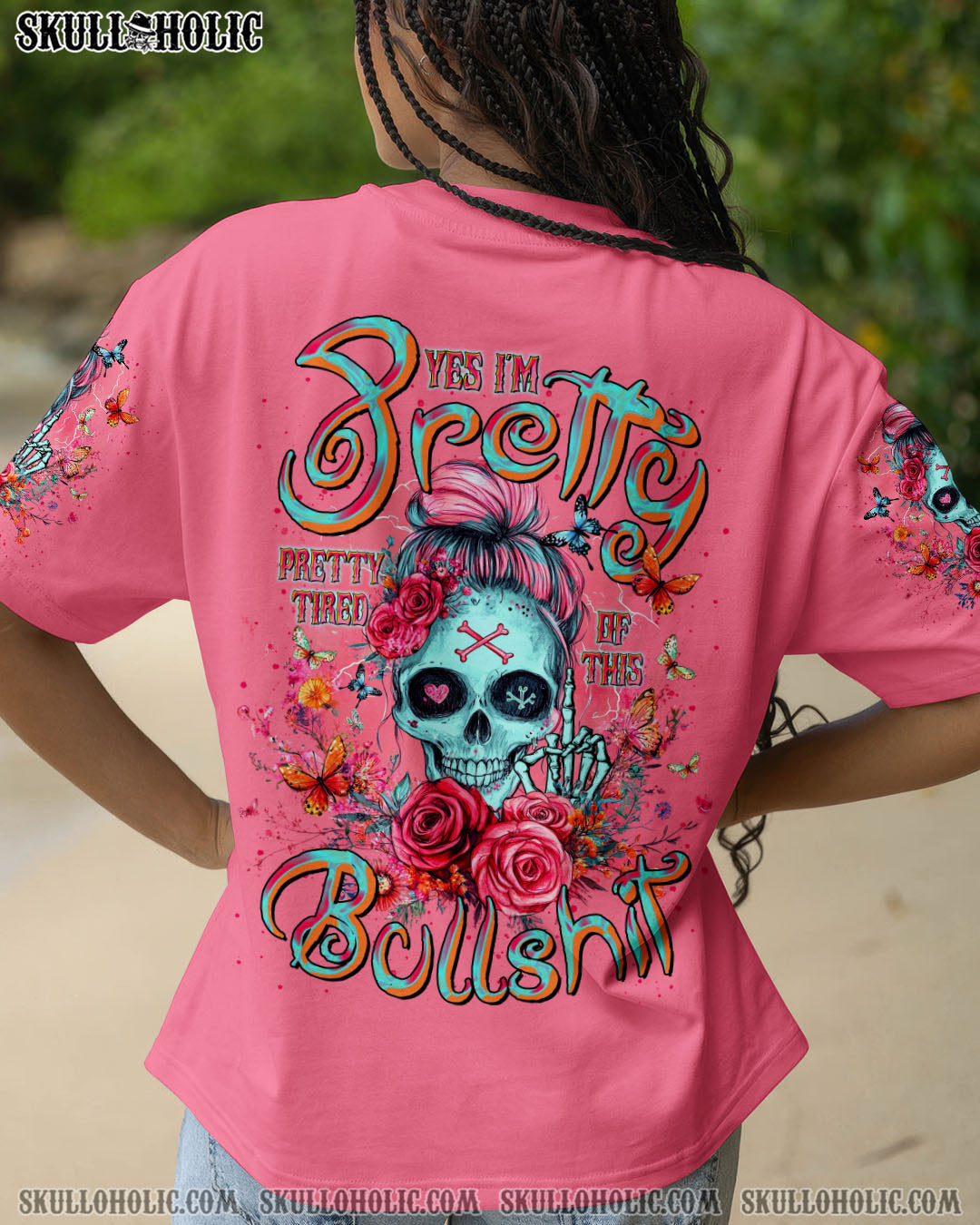 BLISSCORNERS I DO WHAT I WANT MESSY BUN SKULL ALL OVER PRINT