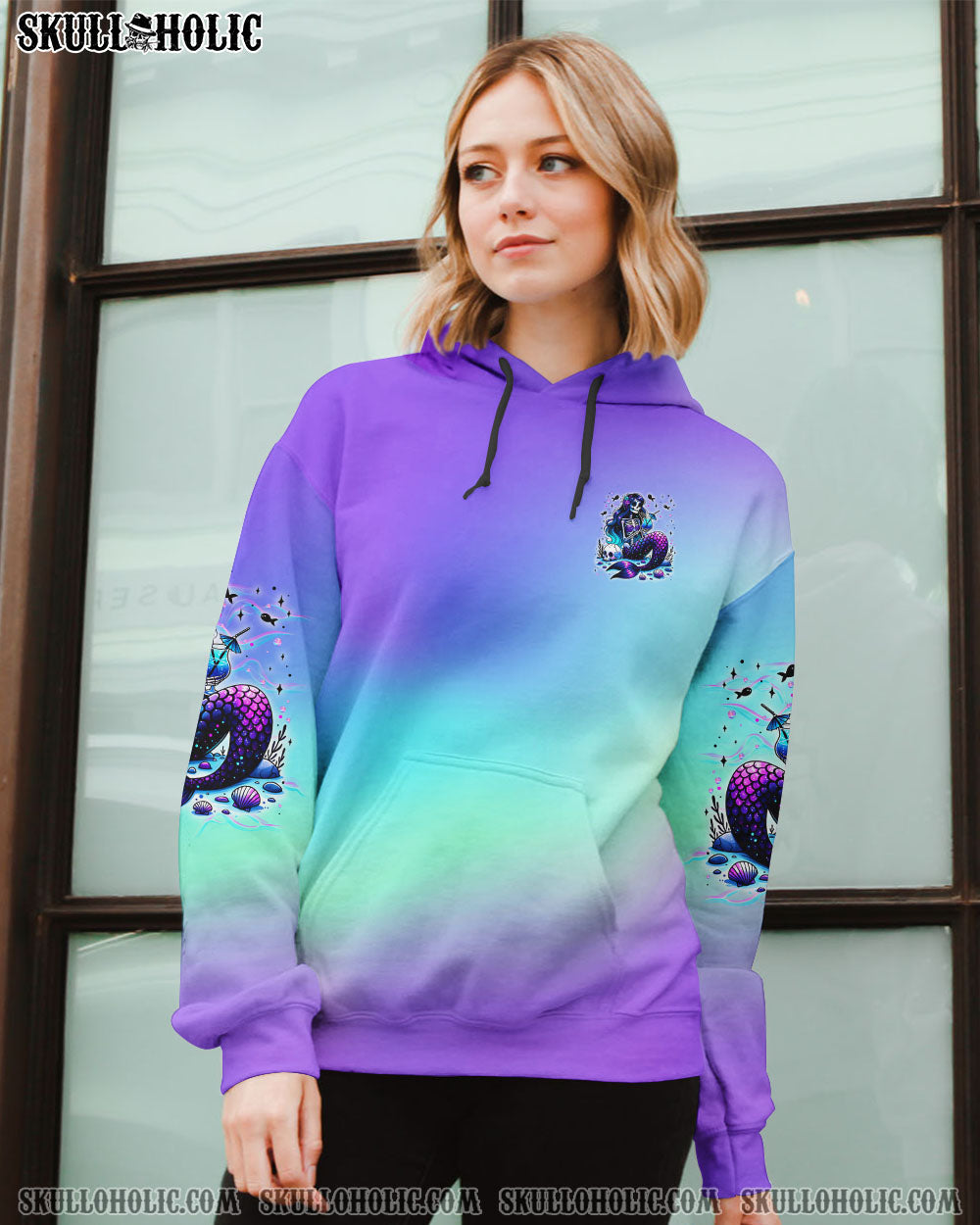 BLISSCORNERS CREEPIN' IT COLD LIKE MY SOUL MERMAID SKELETON ALL OVER PRINT