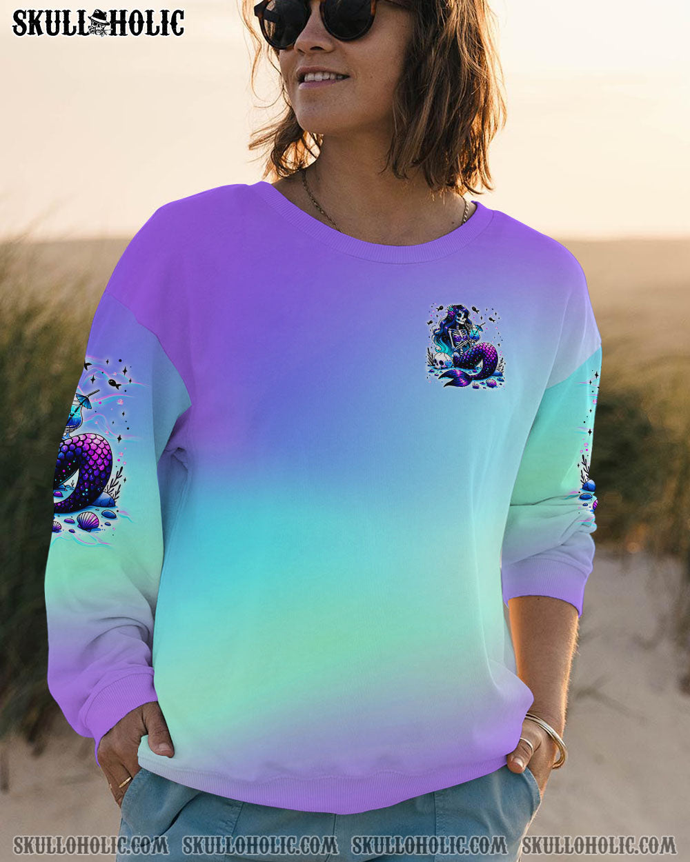 BLISSCORNERS CREEPIN' IT COLD LIKE MY SOUL MERMAID SKELETON ALL OVER PRINT