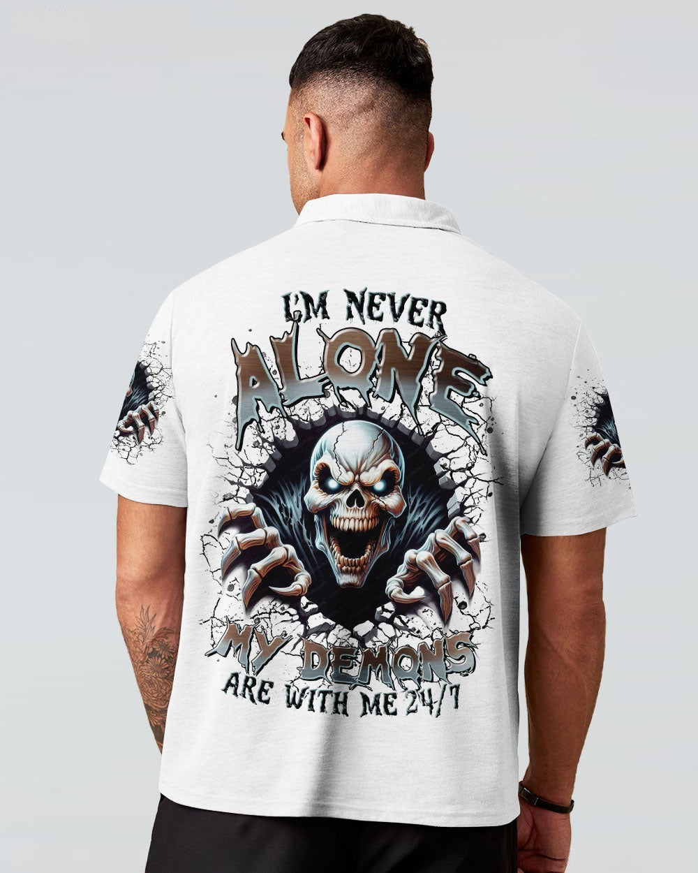 BLISSCORNERS I'M NEVER ALONE SKULL DEMON ALL OVER PRINT