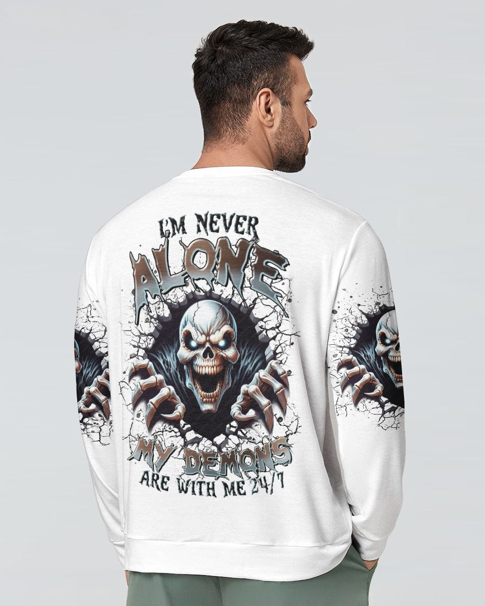 BLISSCORNERS I'M NEVER ALONE SKULL DEMON ALL OVER PRINT