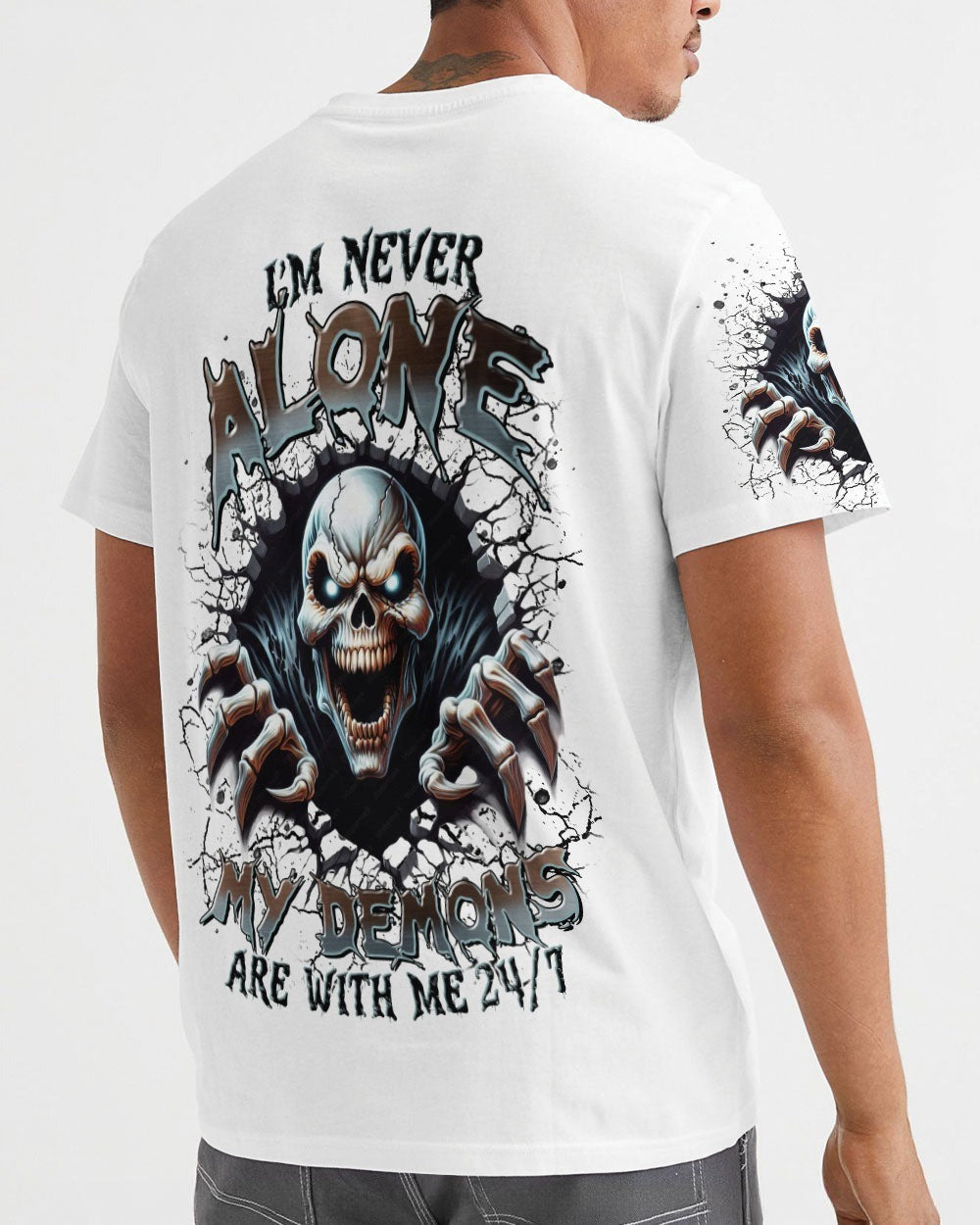 BLISSCORNERS I'M NEVER ALONE SKULL DEMON ALL OVER PRINT
