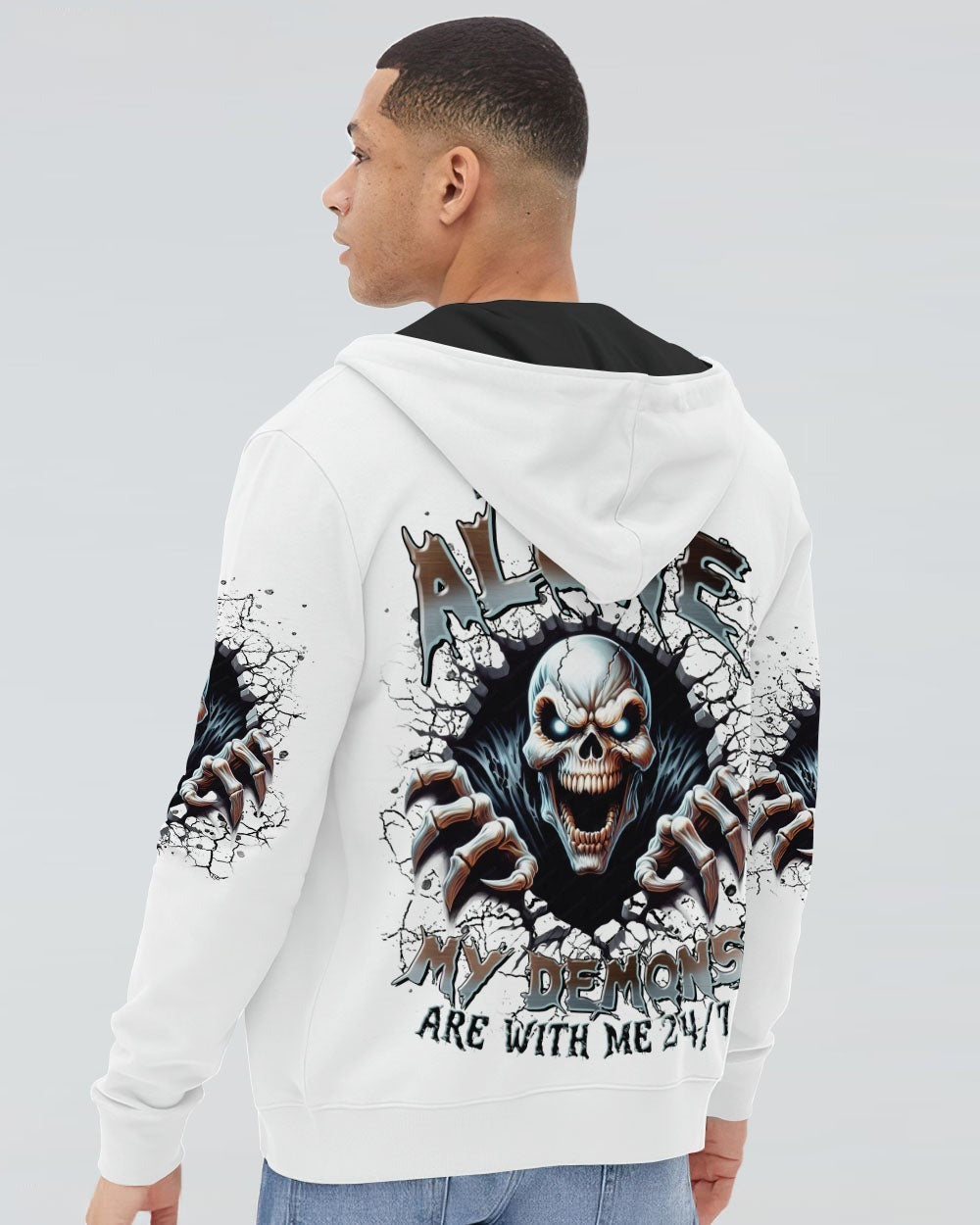 BLISSCORNERS I'M NEVER ALONE SKULL DEMON ALL OVER PRINT