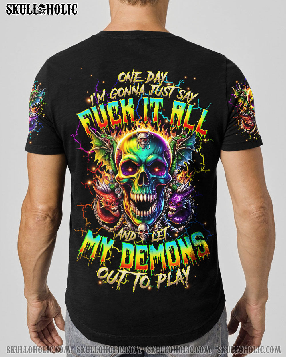 BLISSCORNERS ONE DAY I'M GONNA JUST SAY DEMON SKULL ALL OVER PRINT