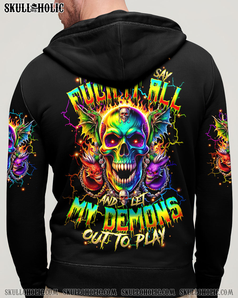 BLISSCORNERS ONE DAY I'M GONNA JUST SAY DEMON SKULL ALL OVER PRINT