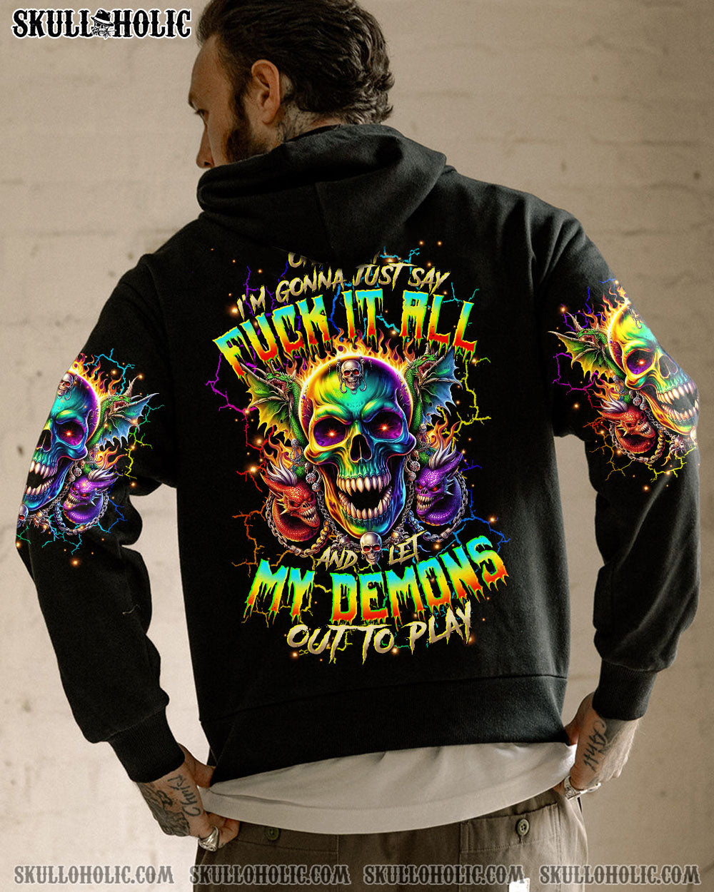 BLISSCORNERS ONE DAY I'M GONNA JUST SAY DEMON SKULL ALL OVER PRINT