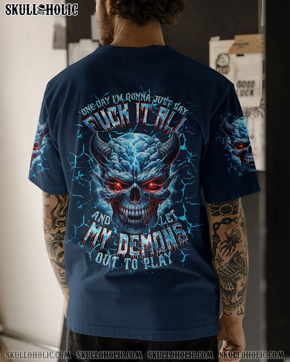 BLISSCORNERS ONE DAY I'M GONNA JUST SAY DEMON SKULL ALL OVER PRINT