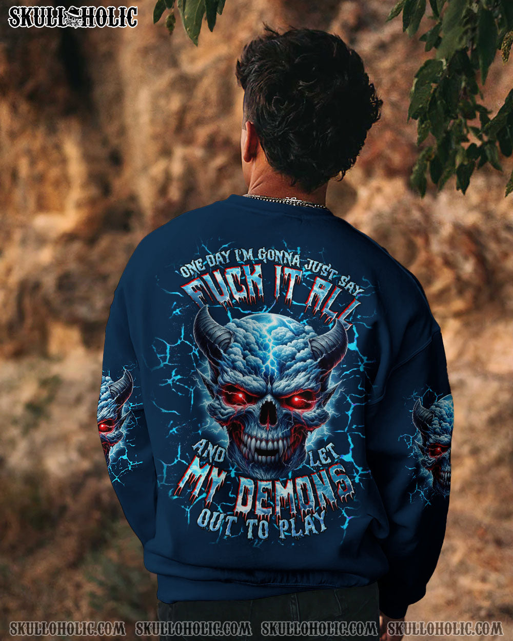 BLISSCORNERS ONE DAY I'M GONNA JUST SAY DEMON SKULL ALL OVER PRINT