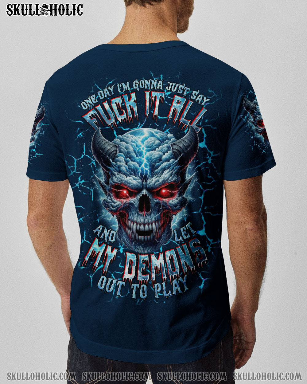 BLISSCORNERS ONE DAY I'M GONNA JUST SAY DEMON SKULL ALL OVER PRINT