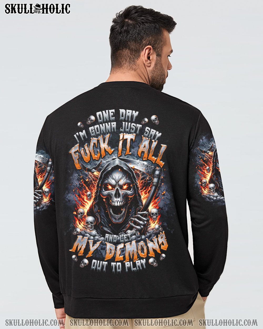 BLISSCORNERS ONE DAY I'M GONNA JUST SAY REAPER SKULL ALL OVER PRINT